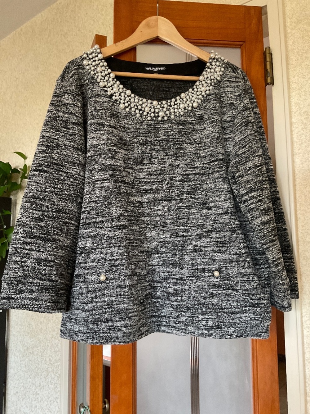 Karl Lagerfeld Paris tweed/ pearl jacket